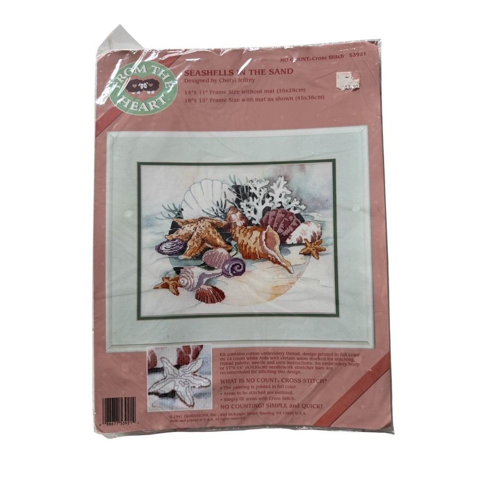 Vtg Dimensions From The Heart‎ Seashells In The Sand No Count Cross Stitch 53921